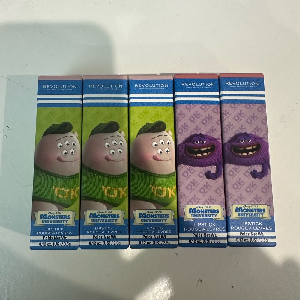 Makeup Revolution london‎ 
Disney pixar monsters university lipsticks